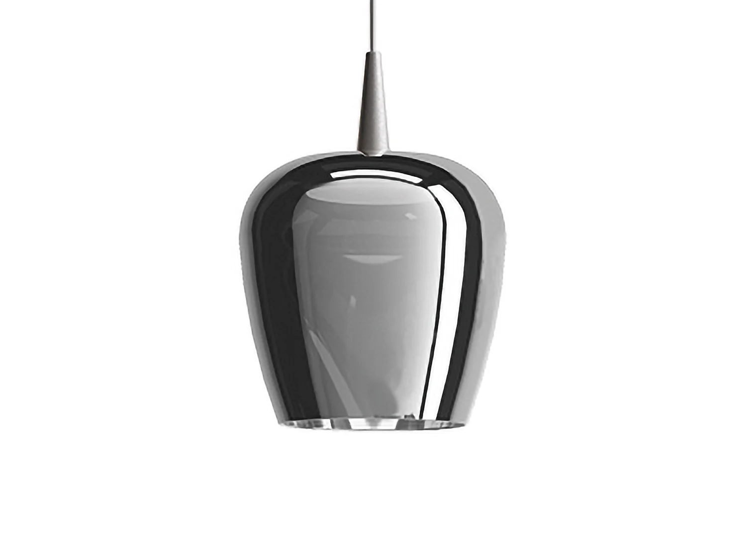 Zafferano Pendelleuchte Bilia 230V LED 8W aus mundgeblasenem Borosilikatglas, Aluminium Silber, Durchmesser 18 cm, Höhe 324 cm, 2700K