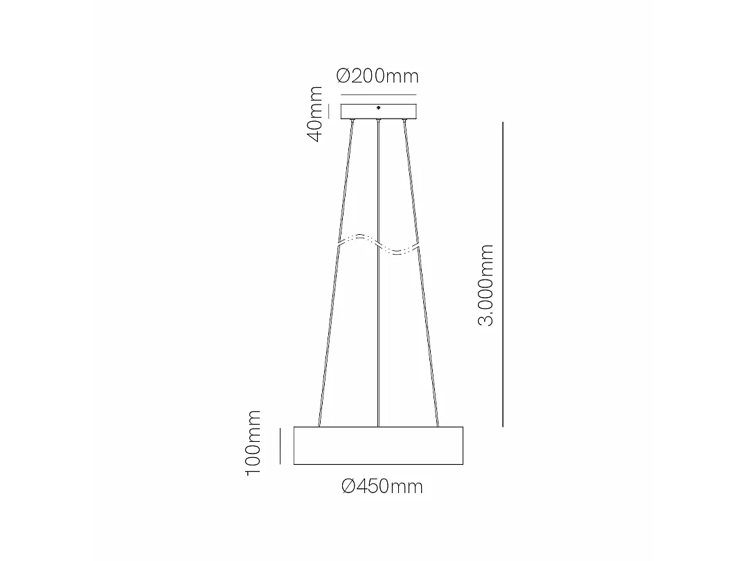 TOT lámpara colgante LED 40W 450 mm con Tuya Smart, CCT 2600K-4000K regulable y acabado negro mate - Beneito & Faure