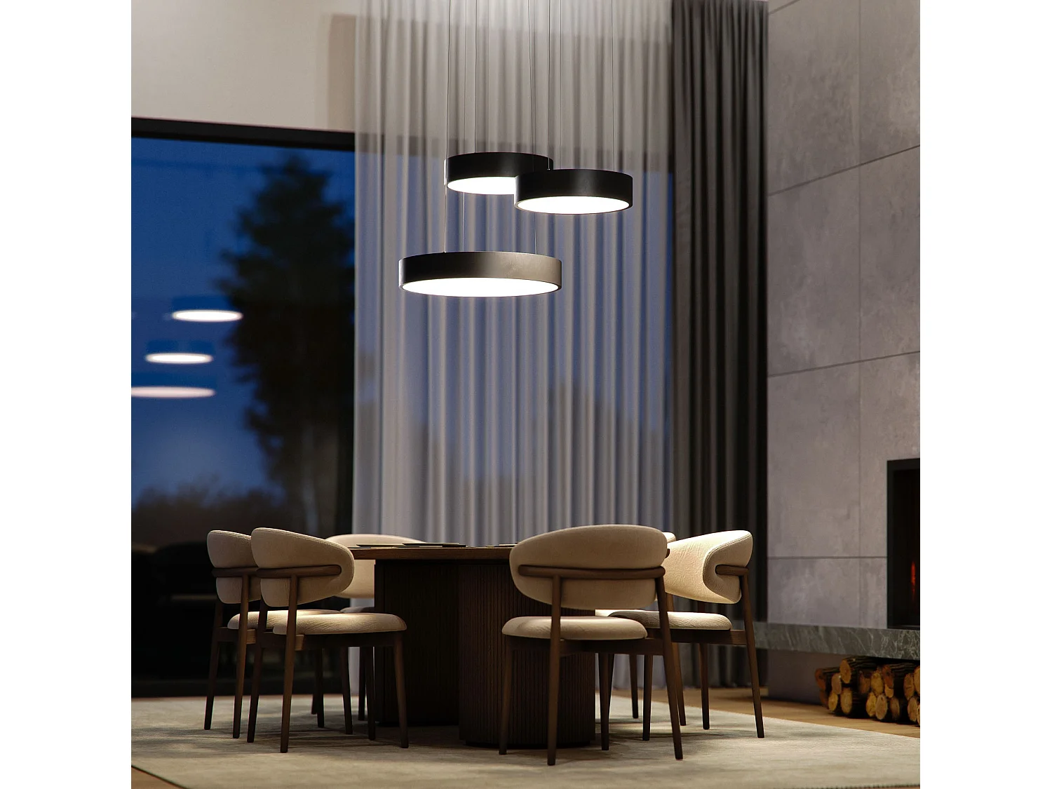 TOT Beneito & Faure 40W 450mm 115º Tuya CCT 2600K-4000K dæmpbar pendellampe i matsort - Moderne design, intelligent belysning