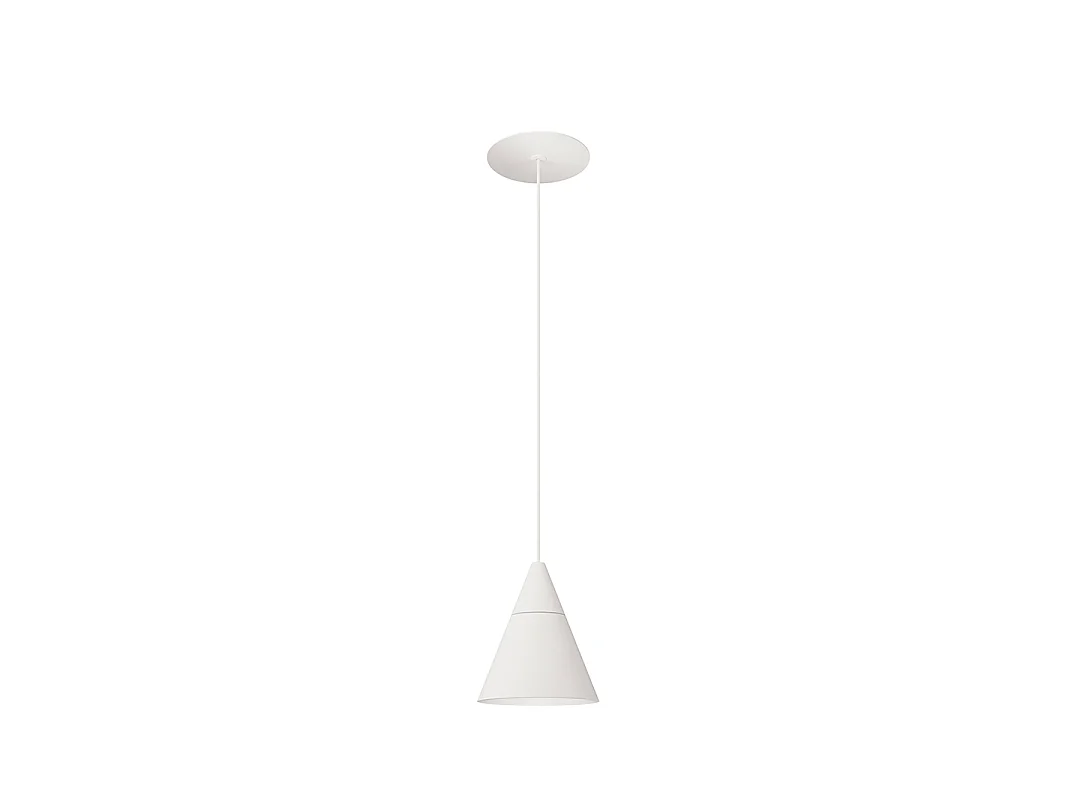 Lámpara colgante cónica LED Zoe de 7 W, 38º, 3000 K, acabado blanco mate, CRI>90, UGR<19 - Beneito & Faure