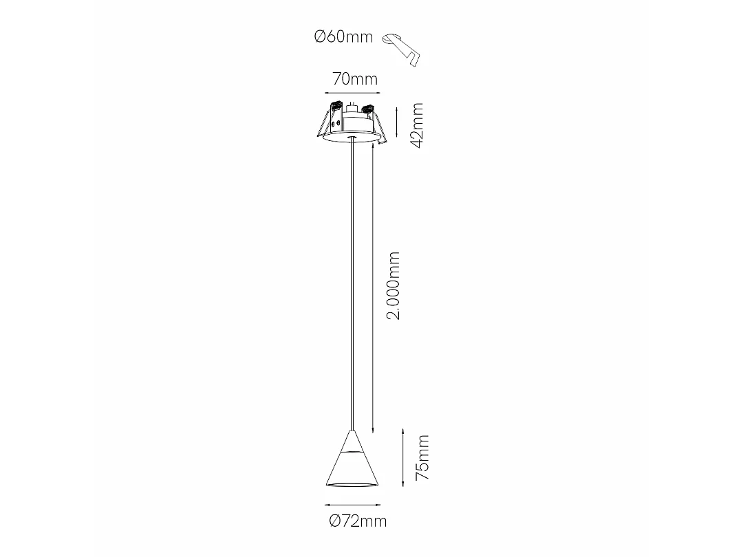 Lámpara colgante cónica LED Zoe de 7 W, 38º, 3000 K, acabado blanco mate, CRI>90, UGR<19 - Beneito & Faure