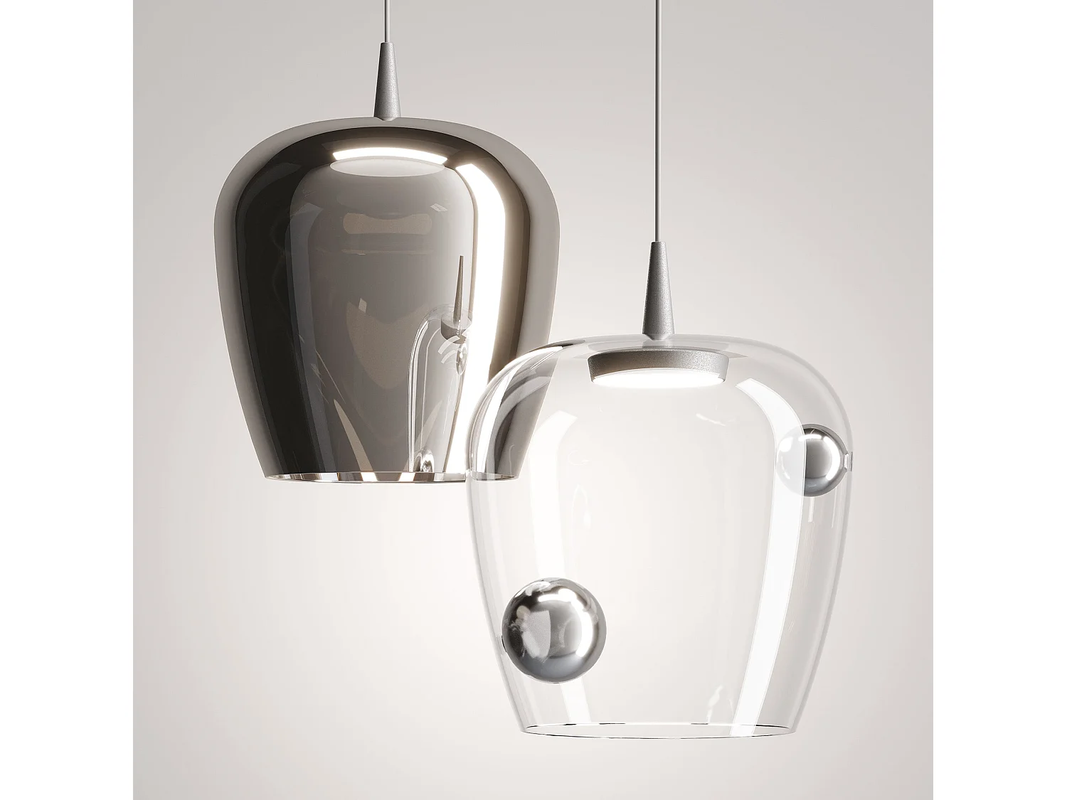 Zafferano Pendelleuchte Bilia 230V LED 8W 3000K, Diffusor aus mundgeblasenem Borosilikatglas, Farbe: Aluminium Silber, Durchmesser: 18 cm