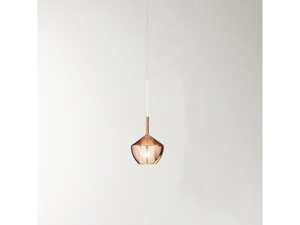 Hanglamp van borosilicaatglas 8248, spiegelende koperen afwerking, diameter 22,5 cm, E27 fitting, modern en elegant design - Perenz