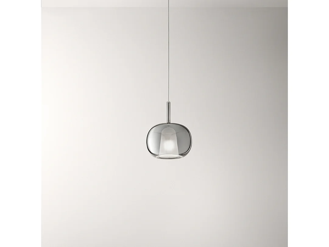 Pendelleuchte aus Borosilikatglas 8248, verspiegelte Rauchglas-Optik, Durchmesser 22,5 cm, E27-Fassung, modernes und elegantes Design - Perenz