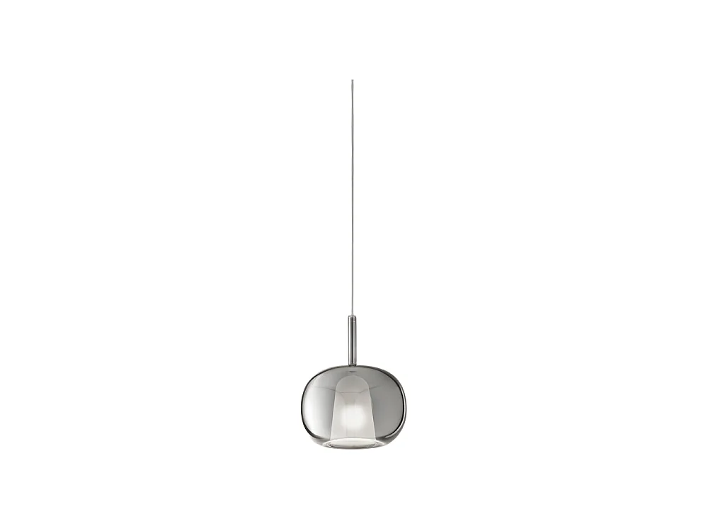 Hanglamp van borosilicaatglas 8248, met een spiegelende rookkleurige afwerking, diameter 22,5 cm, E27 fitting, modern en elegant design - Perenz