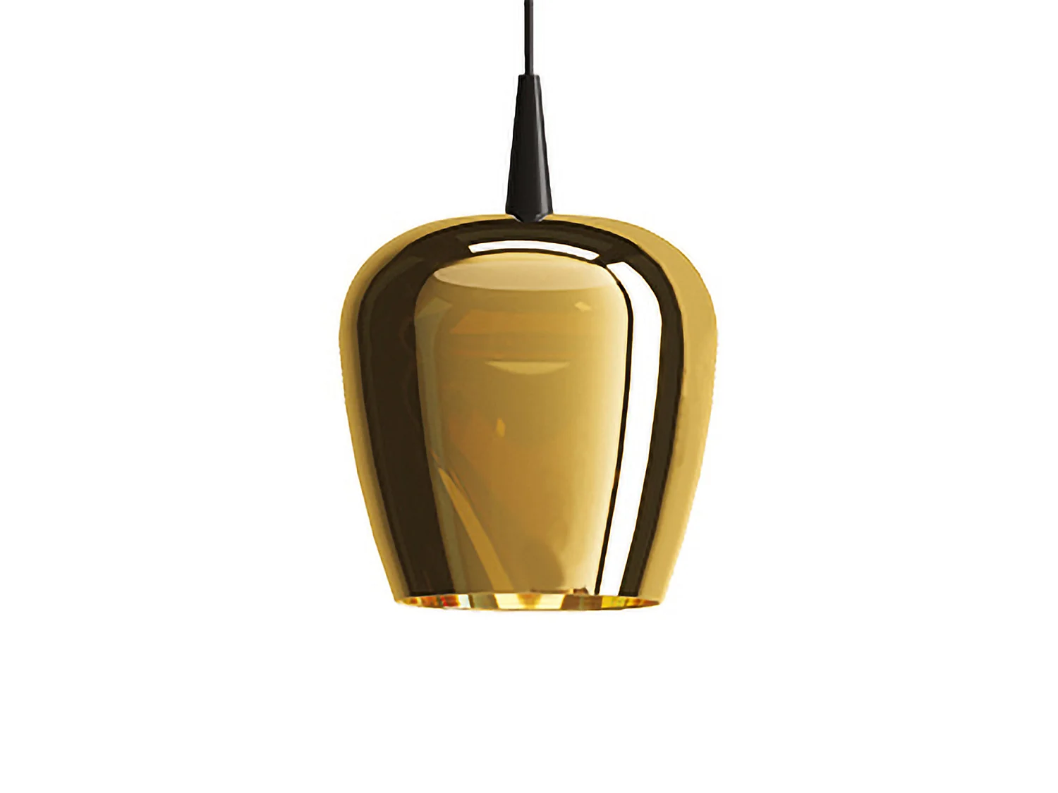 Saffraankleurige hanglamp Bilia 230V LED 8W 2700K Borosilicaatglas Zwart en antiek goud Modern klokvormig ontwerp Hoge efficiëntie CRI 90