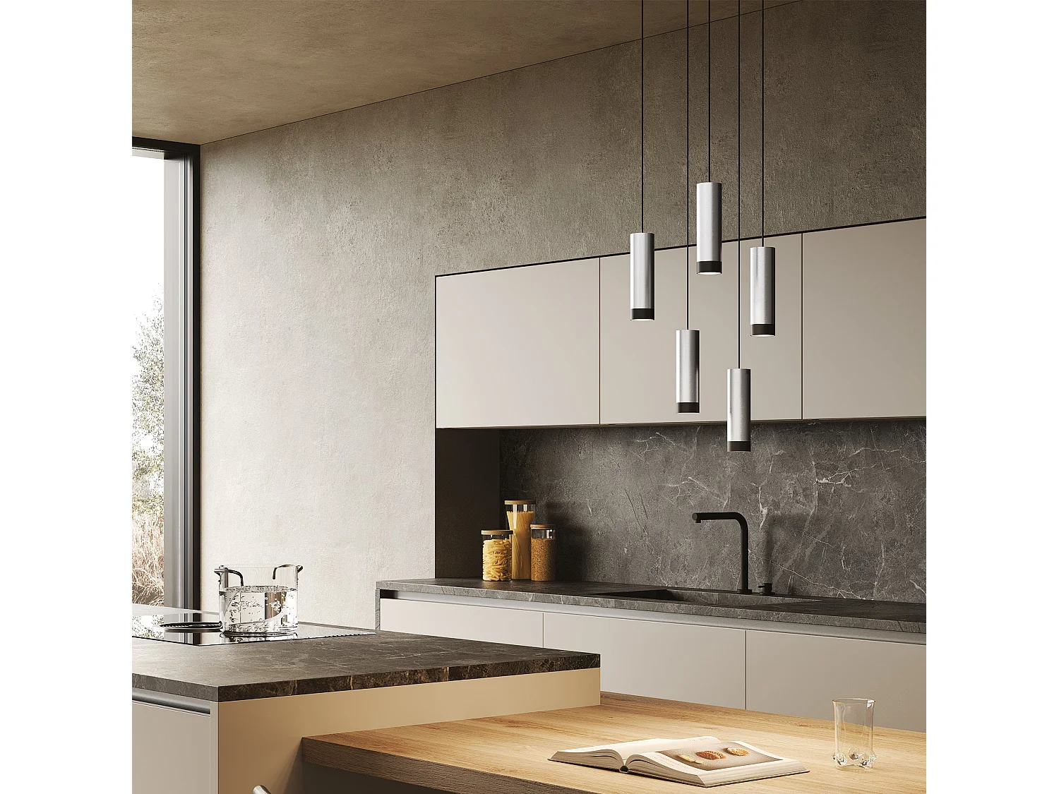 Tubotto Dimmbare LED-Pendelleuchte 8W 2700K in Schwarz und Silber eloxiertem Aluminium Modernes Design für hochwertige Inneneinrichtungen
