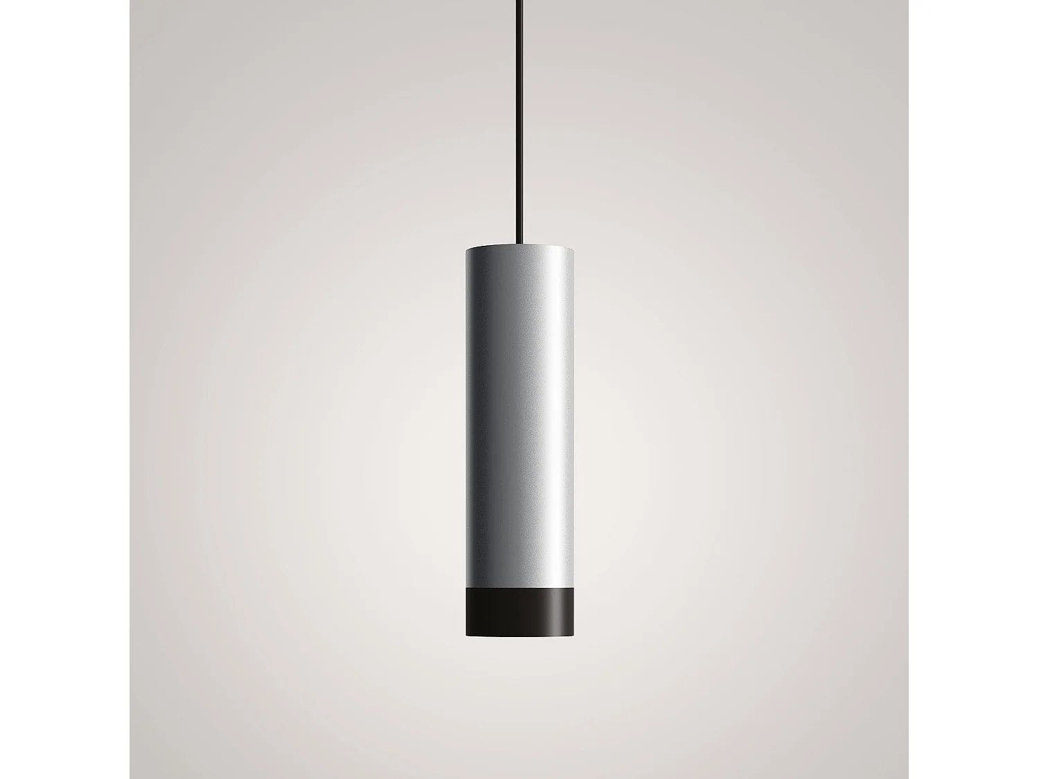 Tubotto dimbare LED-hanglamp 8W 2700K in zwart en zilver geanodiseerd aluminium, modern design voor hoogwaardige interieurs.
