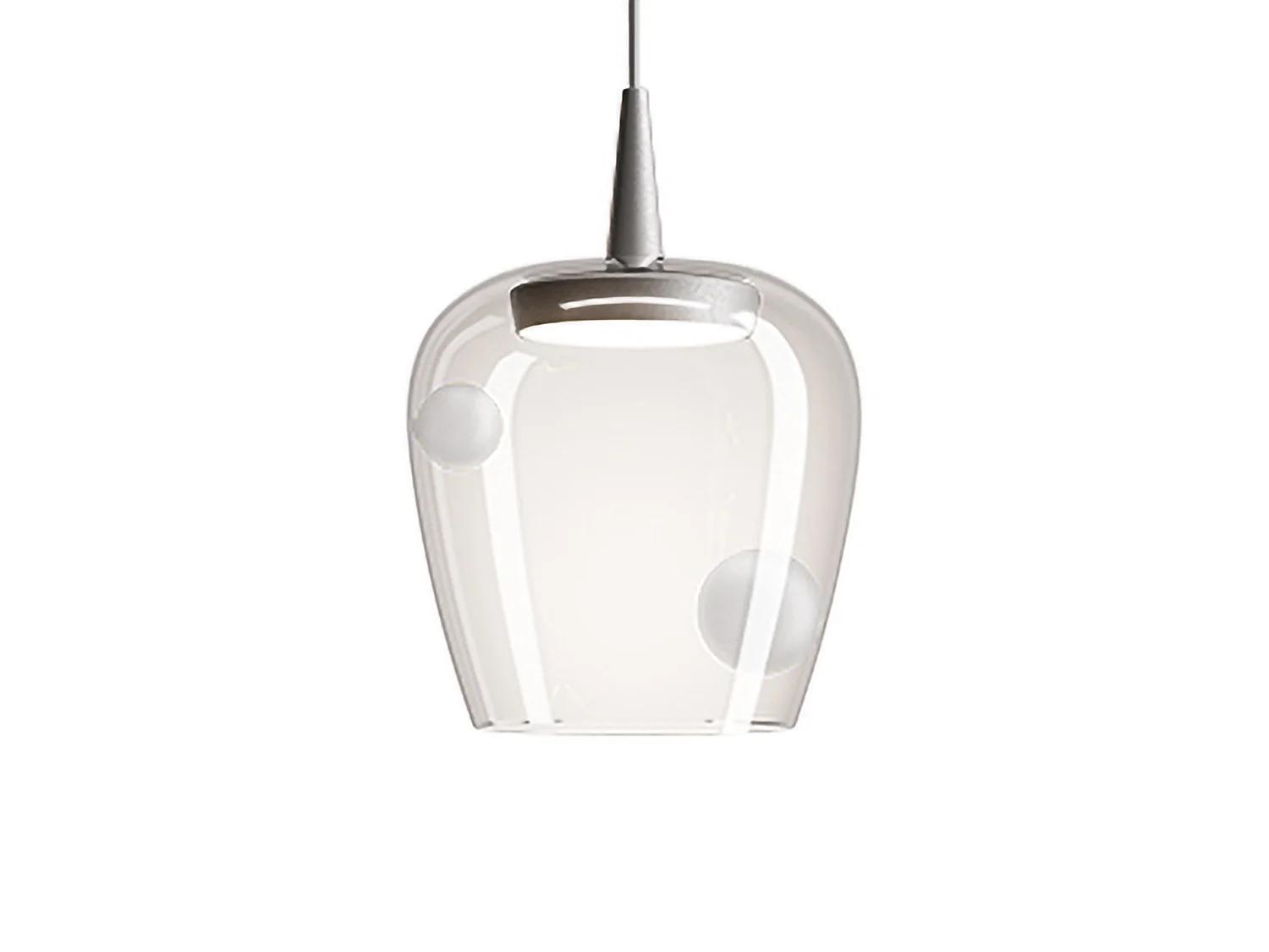 Zafferano Bilia 230V Pendelleuchte aus mundgeblasenem Borosilikatglas mit sandgestrahlter Aluminiumoberfläche, 8W LED, 3000K, dimmbar, TRIAC
