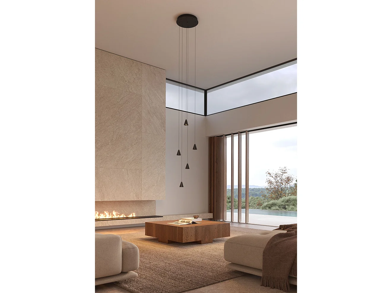 Beneito & Faure Zoe Space 8 pendellampe, 38° LED-spotlight med afbryder, CCT 2700K/3200K/4000K, elegant matsort finish - Beneito Faure