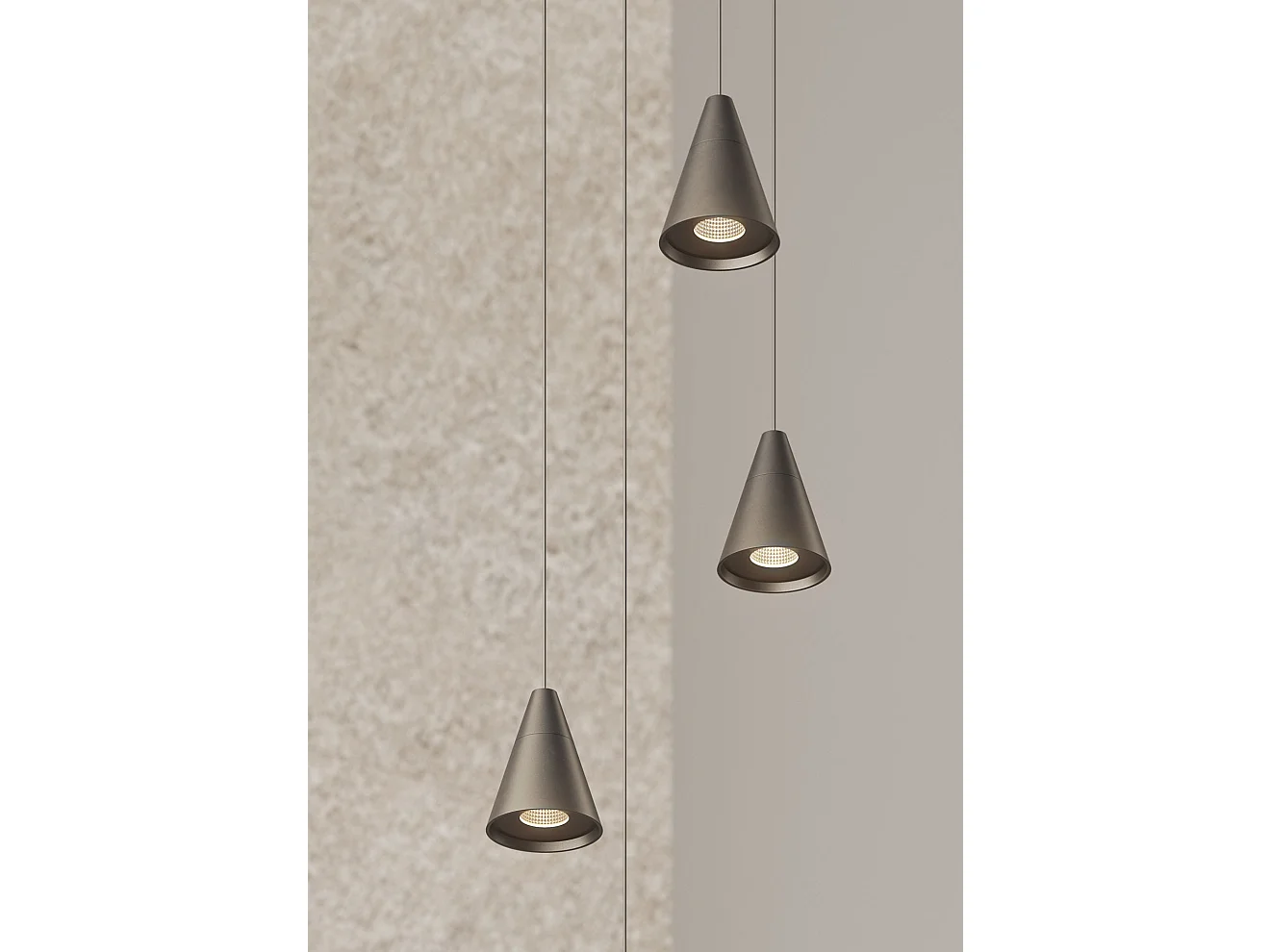 Beneito & Faure Zoe Space 8 pendellampe, 38° LED-spotlight med afbryder, CCT 2700K/3200K/4000K, elegant matsort finish - Beneito Faure