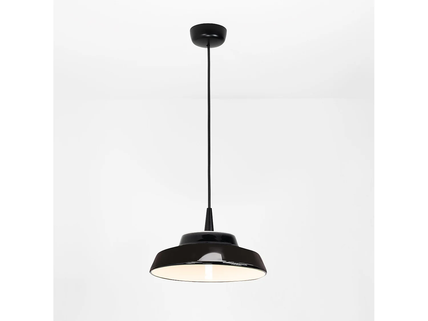 Circus zwarte LED-hanglamp 8W 3000K Diameter 24cm Wit Keramiek Ambachtelijk ontwerp Gemaakt in Italië IP40 voor wooninterieurs