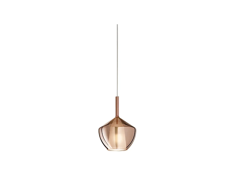 Lampada a sospensione in vetro borosilicato 20x27,5 cm finitura Rame specchiato con cablaggio E27 incluso serie 10S48250 - Perenz