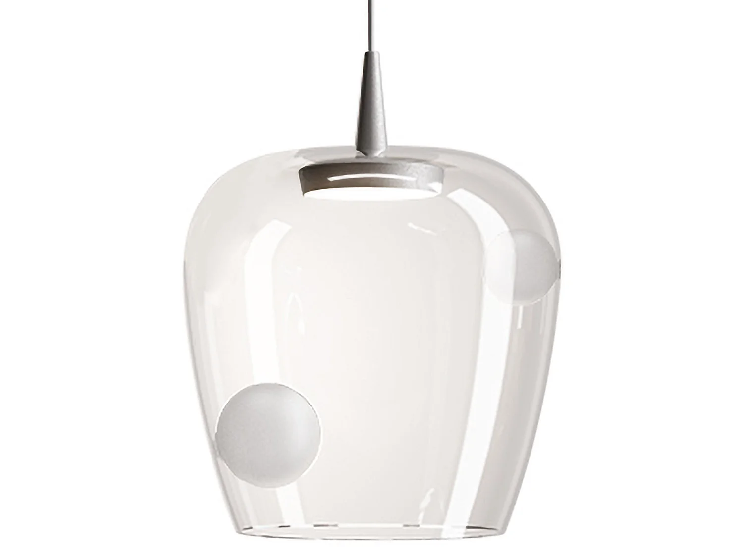 Zafferano Bilia LED-Pendelleuchte 27 cm, 8W, 3000K, Borosilikatglas mundgeblasen & Aluminium sandgestrahlt, elegante Design-Innenbeleuchtung.