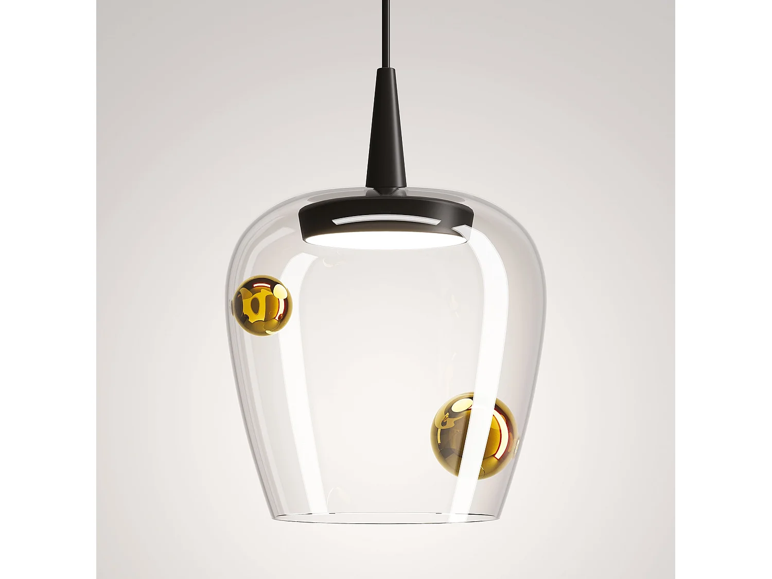 Zafferano Bilia hanglamp Ø18 cm in aluminium en geblazen glas, antiek goudkleurige afwerking, geïntegreerde 8W LED, warm licht 2700K, elegant design