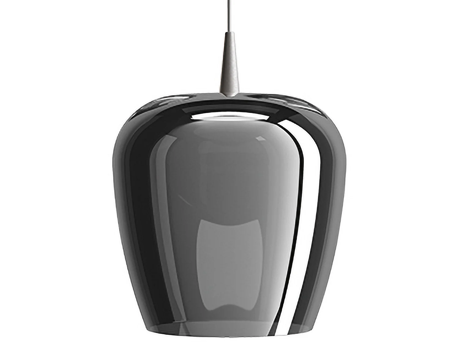 Zafferano Bilia Pendelleuchte, 230 V LED, 8 W, aus mundgeblasenem Borosilikatglas mit silberner Aluminiumoberfläche, Durchmesser 27 cm, Höhe 333 cm