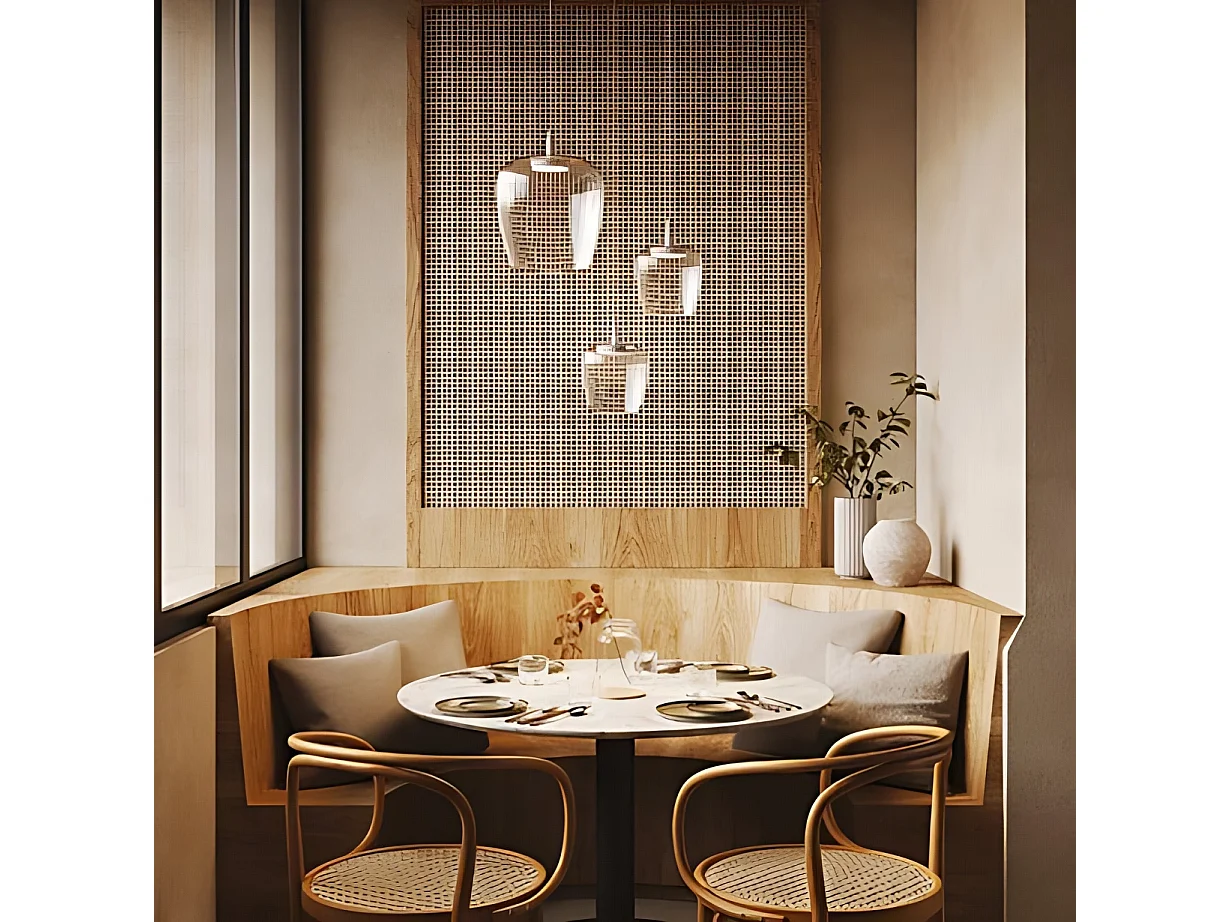 Candeeiro suspenso Zafferano Bilia 230V LED 8W em vidro borossilicato soprado, acabamento em ouro antigo, design de sino com 27 cm, IRC 90.