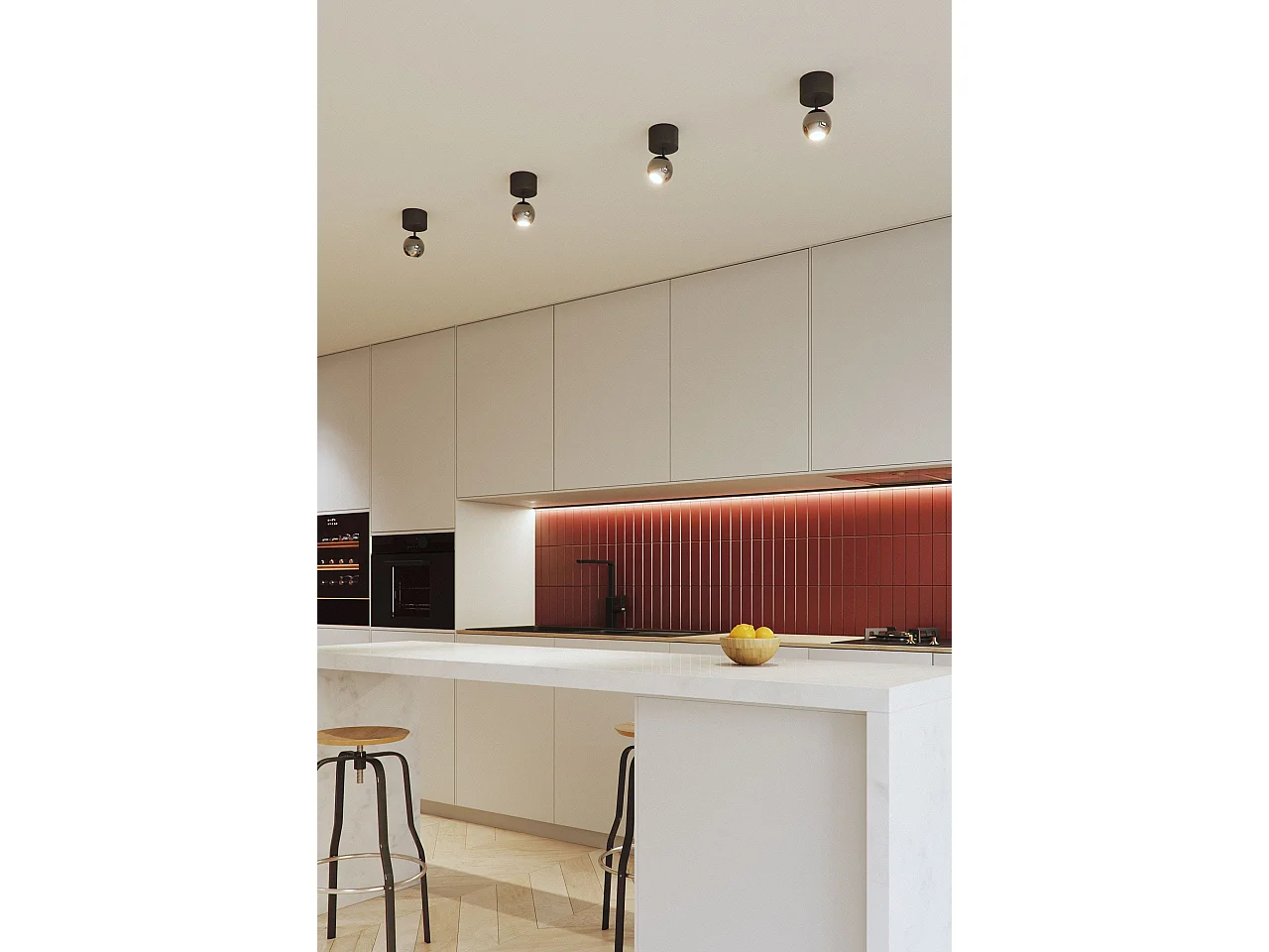 Bora Surface LED loftspotlight 8,5 W 36° 3000 K sølv, justerbar sfærisk spotlight med høj farvegengivelse - Beneito & Faure