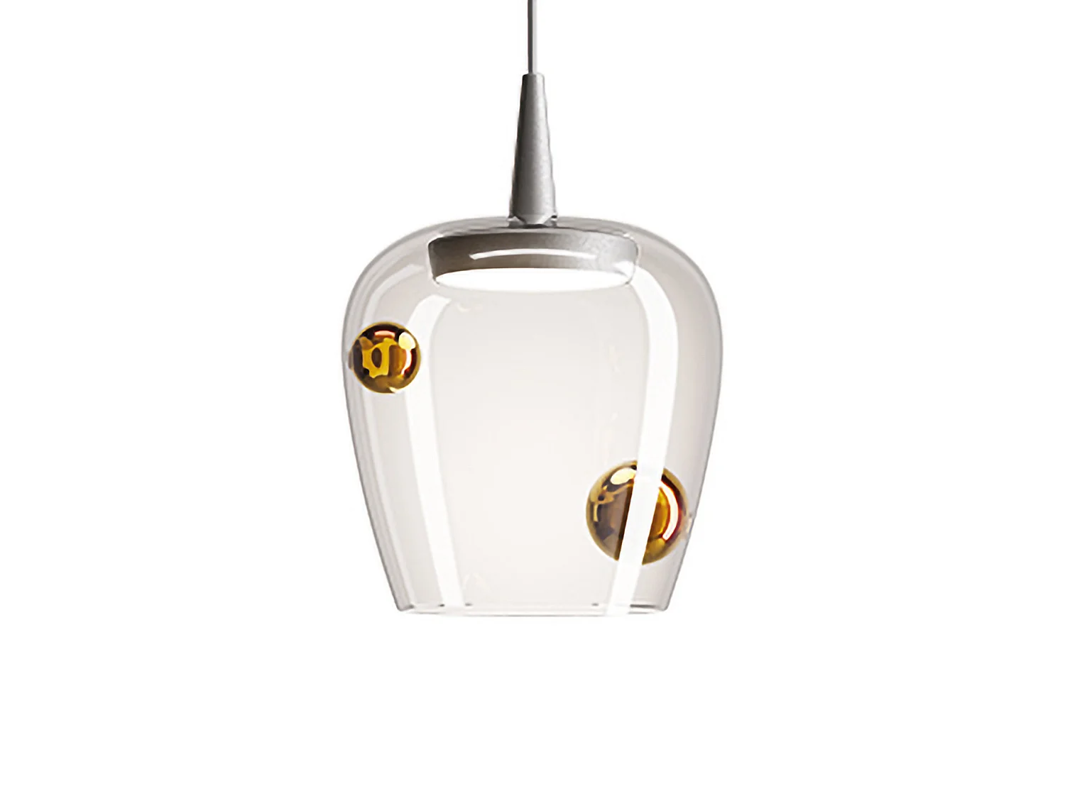 Zafferano Bilia Pendelleuchte, 230 V, aus mundgeblasenem Borosilikatglas mit Aluminium- und Bronze-Finish, Durchmesser 18 cm, LED 8 W, CRI 90