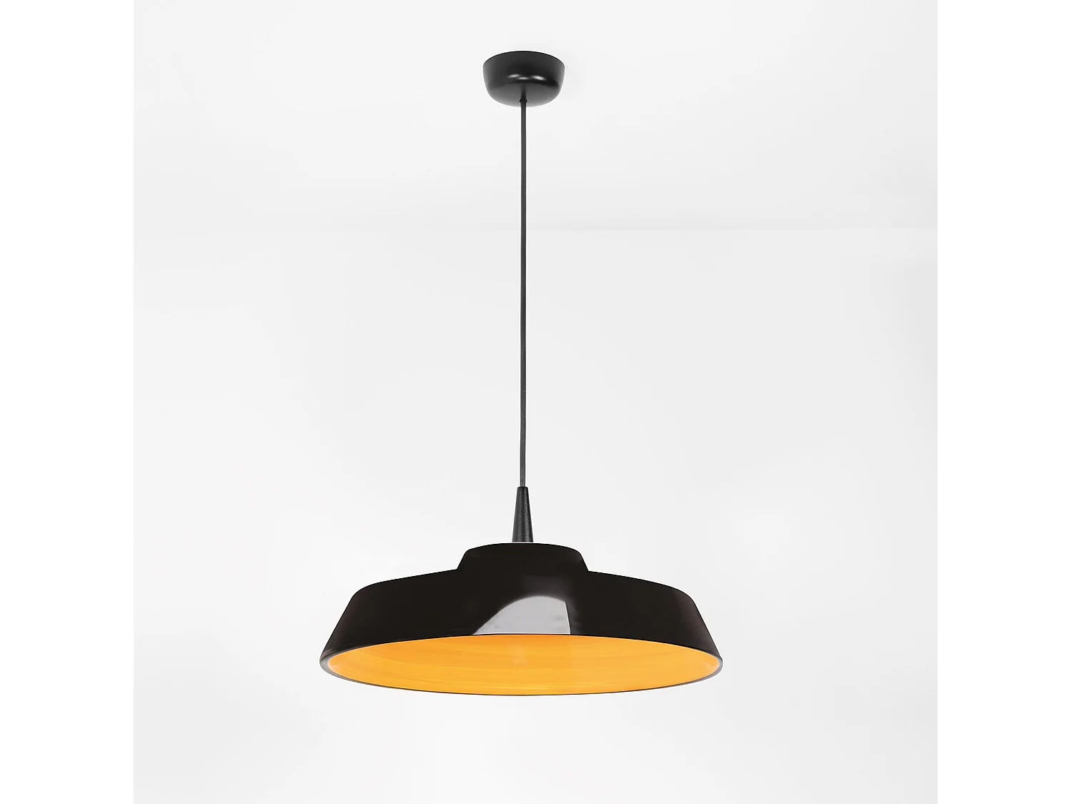 Lámpara colgante LED Circus Black de 8W, cerámica dorada de 3000K, difusor de Ø 35 cm, diseño artesanal Made in Italy, cable de 300 cm, IP40.