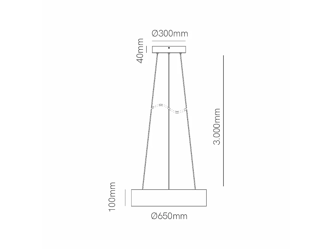 TOT XL lámpara colgante LED 60W 650 mm con Tuya Smart, CCT 2600K-4000K regulable y acabado negro mate - Beneito & Faure