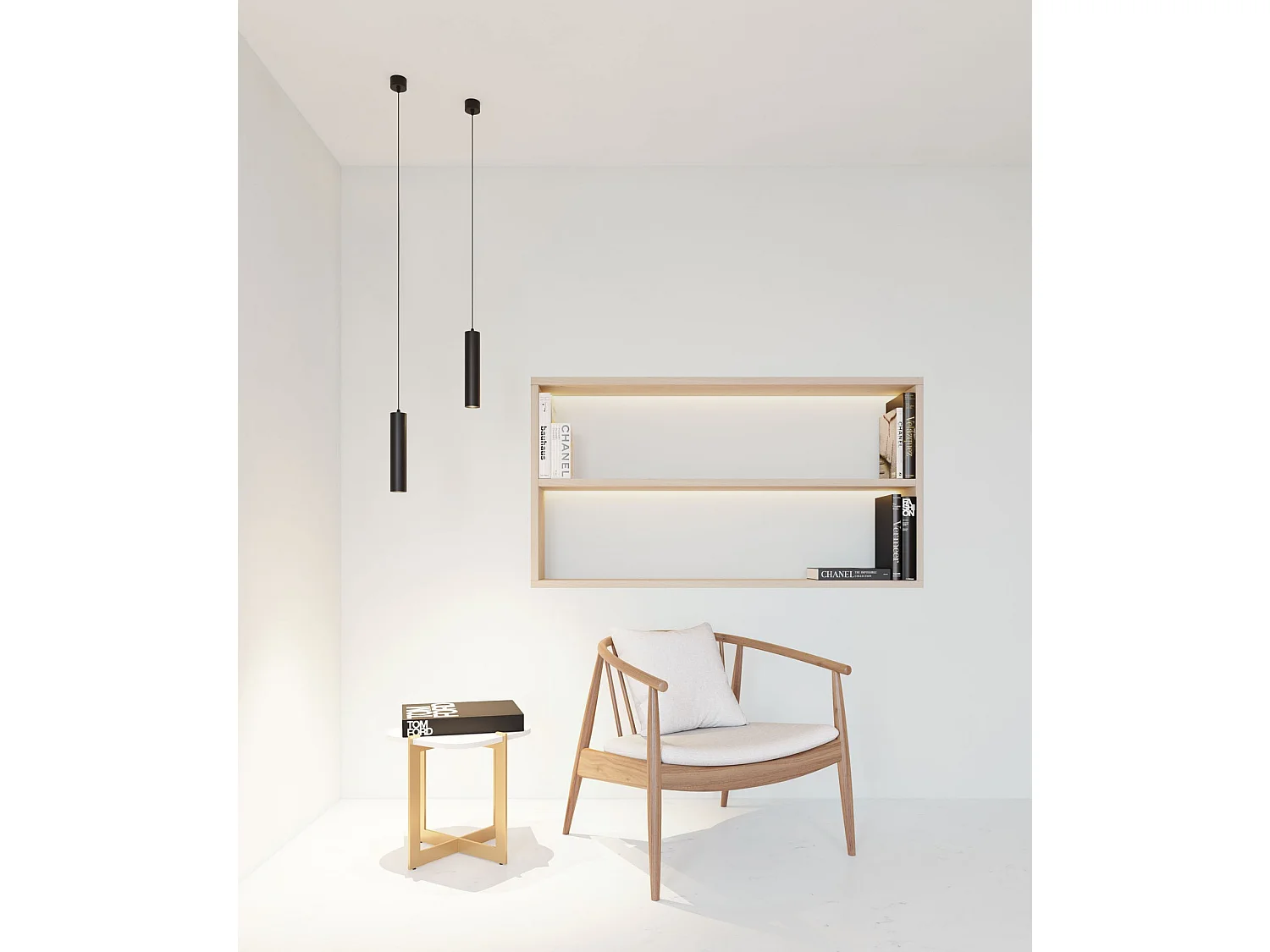 Atmos GU10 Mat Sort Rør Pendellampe, Påbygnings- eller Indbygget Montering, Moderne Indretningsdesign - Beneito & Faure