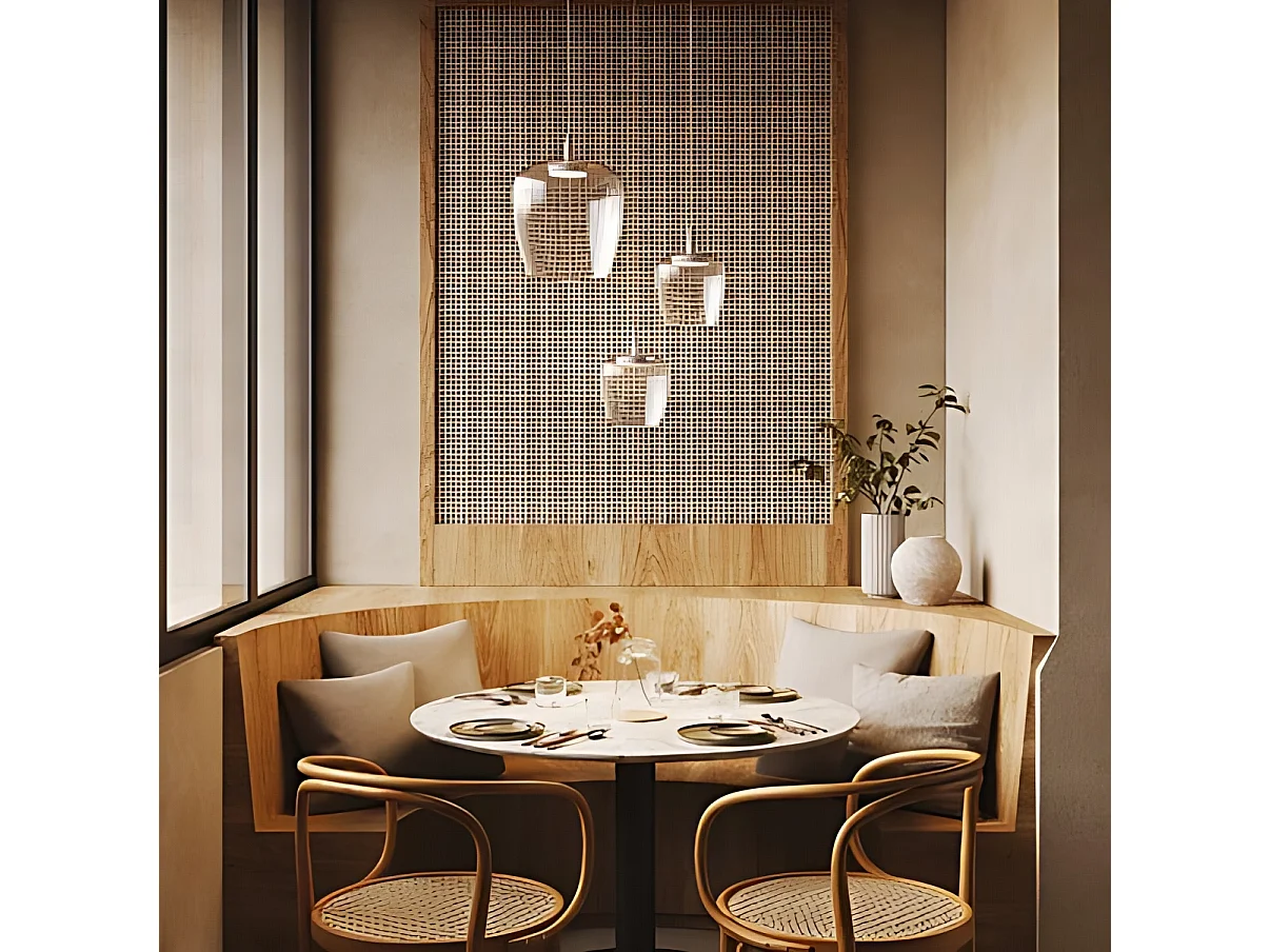Zafferano Bilia pendellampe 230V LED 8W i blæst borosilikatglas med hvid og antik guld finish, klokkedesign, diameter 18 cm