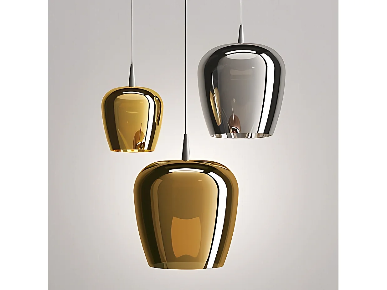 Zafferano Bilia pendellampe 230V LED 8W i blæst borosilikatglas med bronzefinish, elegant og moderne design til indendørs brug 18x324 cm