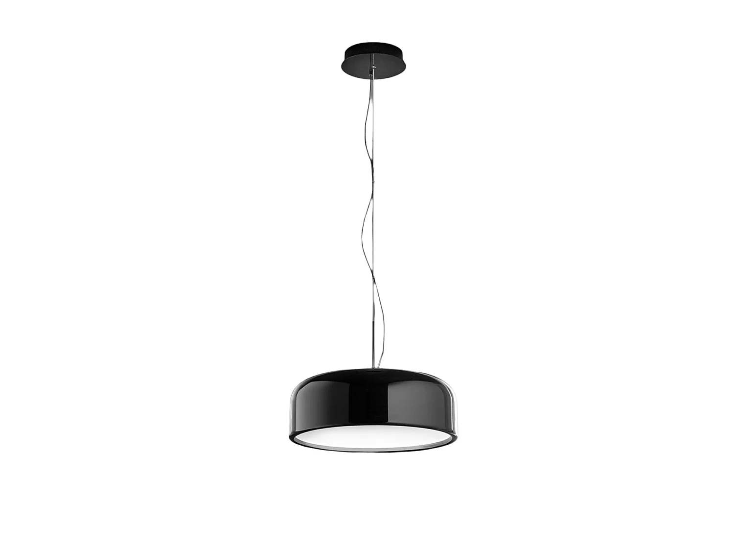 Candeeiro de Suspensão em Metal Preto Brilhante RAL 9005 com Tecnologia LED Integrada Dimmerável CCT 50W e Diâmetro de 60 cm - Marca Perenz