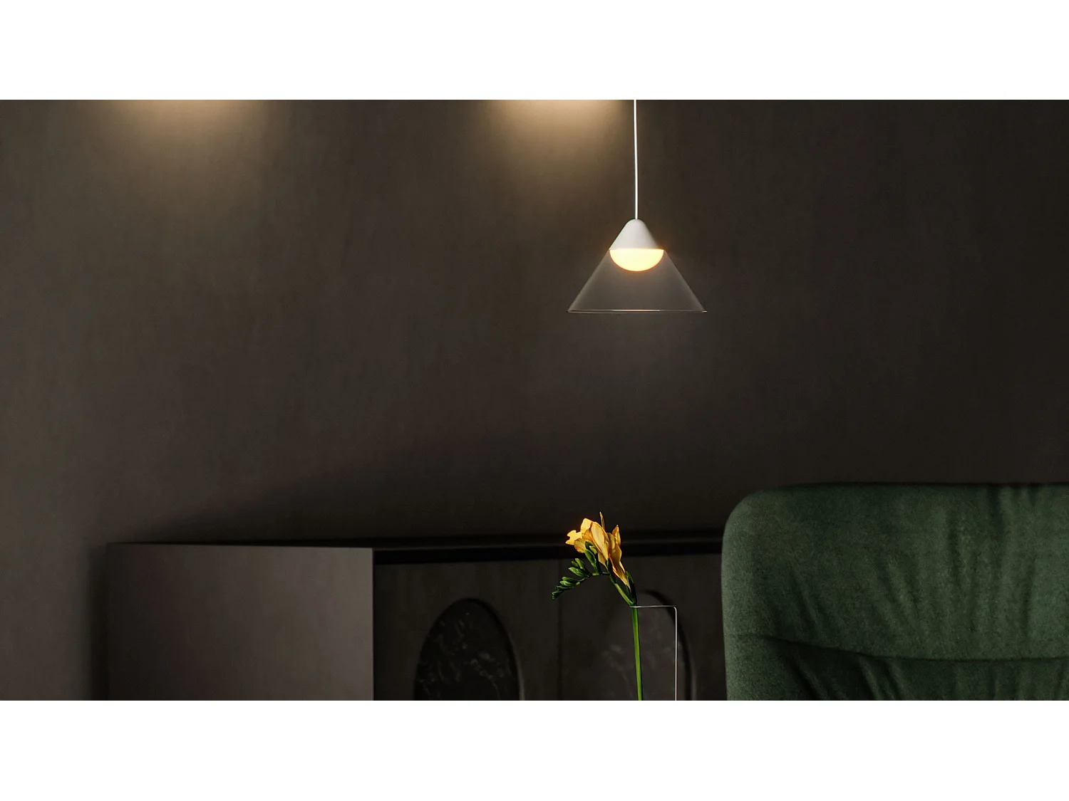 Ark Surface LED pendellampe 6W 90º 3000K Hvid/Transparent, konisk design til indendørs brug - Beneito & Faure - Belysning