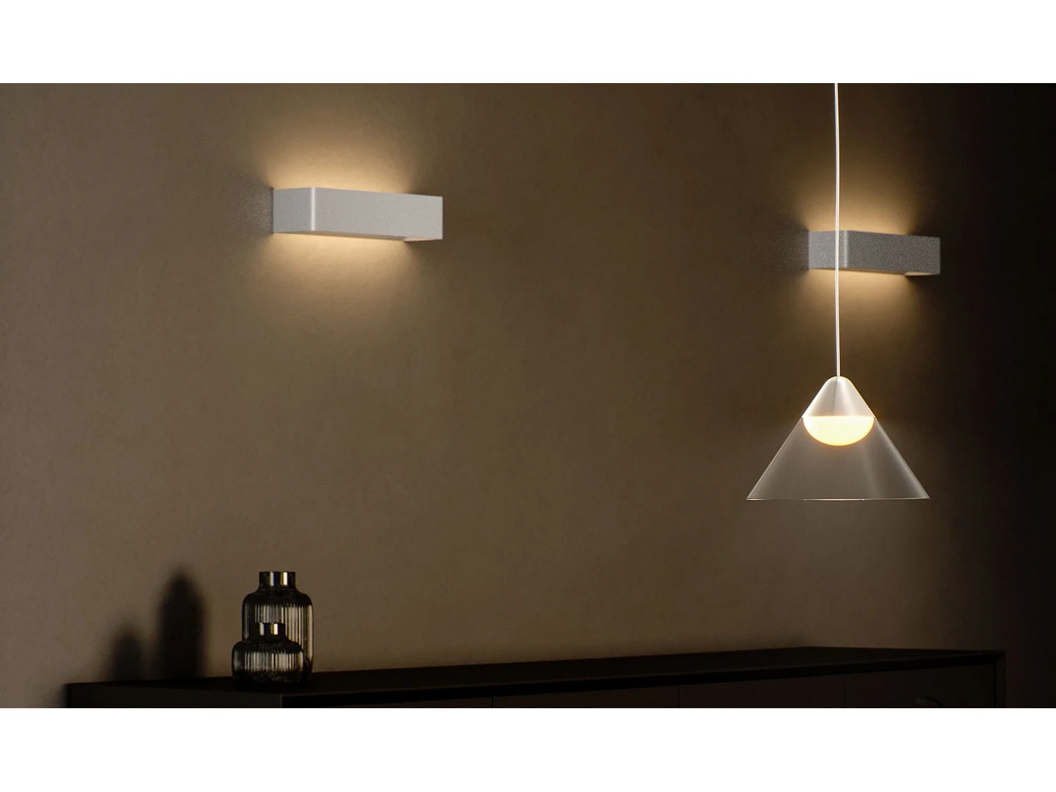Ark Surface LED pendellampe 6W 90º 3000K Hvid/Transparent, konisk design til indendørs brug - Beneito & Faure - Belysning