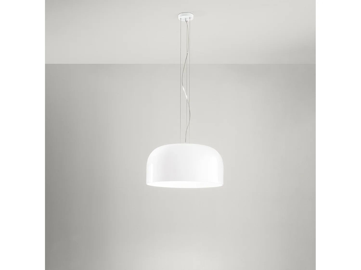 Hanglamp van opaalwit glas en gelakt metaal, diameter 50 cm, E27 fitting, moderne en minimalistische stijl voor interieurs, klasse I - Perenz
