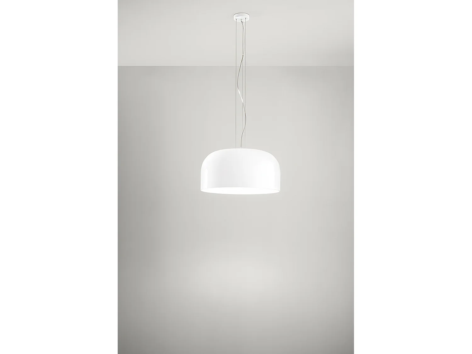 Pendelleuchte aus opalweißem Glas und Metall, Ø50 cm, E27, moderner minimalistischer Stil, Innenbereich, Schutzklasse I - Perenz