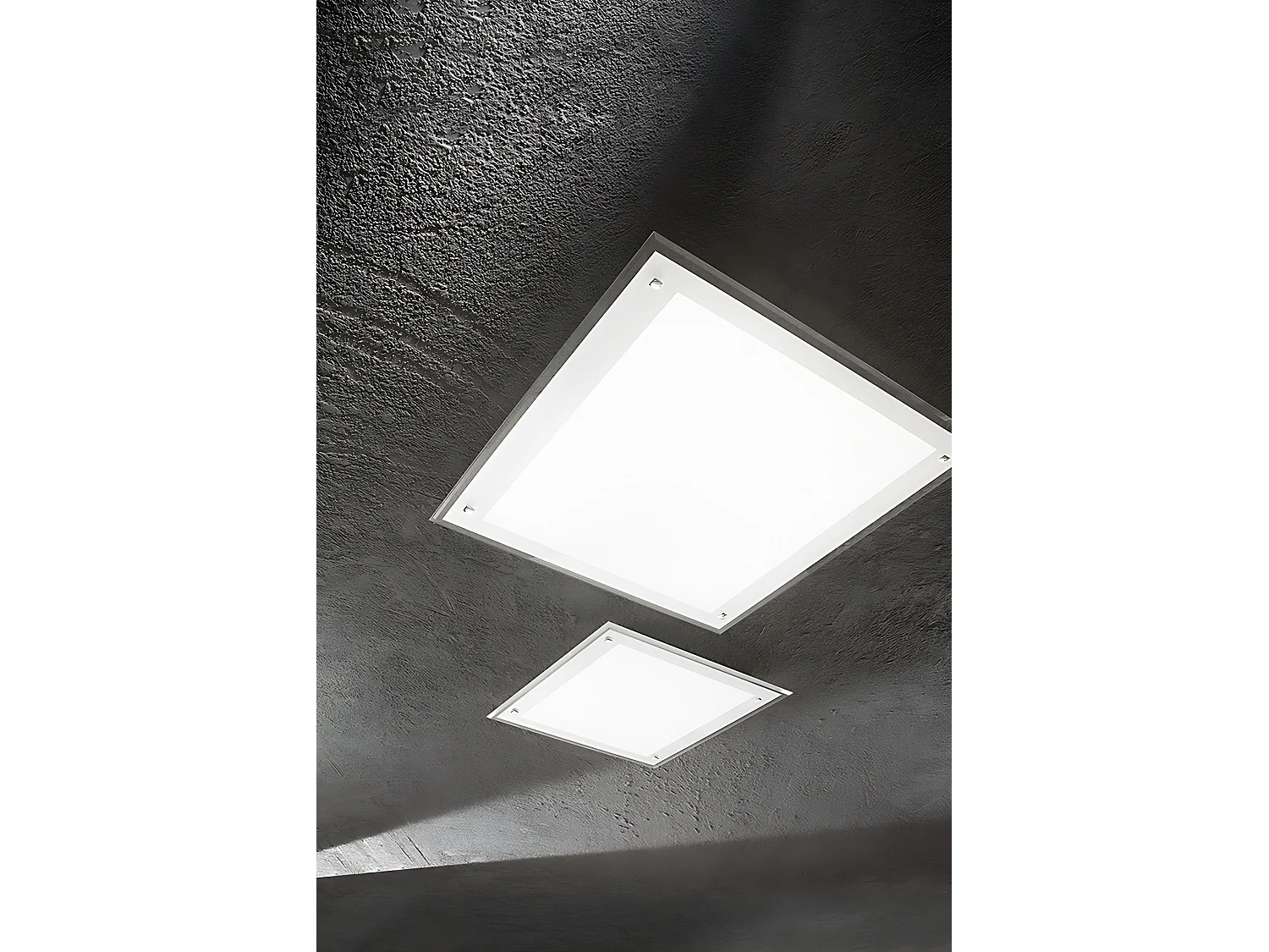Plafonier LED Quadrado em Vidro Branco 30W CCT Ajustável 42,5x42,5 cm, Design Moderno com Estrutura em Metal e Alumínio Branco da Marca Perenz