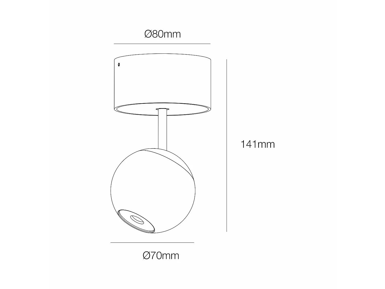 Bora Surface LED loftspotlight 8,5 W 36° 2700 K sølv, justerbar sfærisk spotlight med høj farvegengivelse - Beneito & Faure