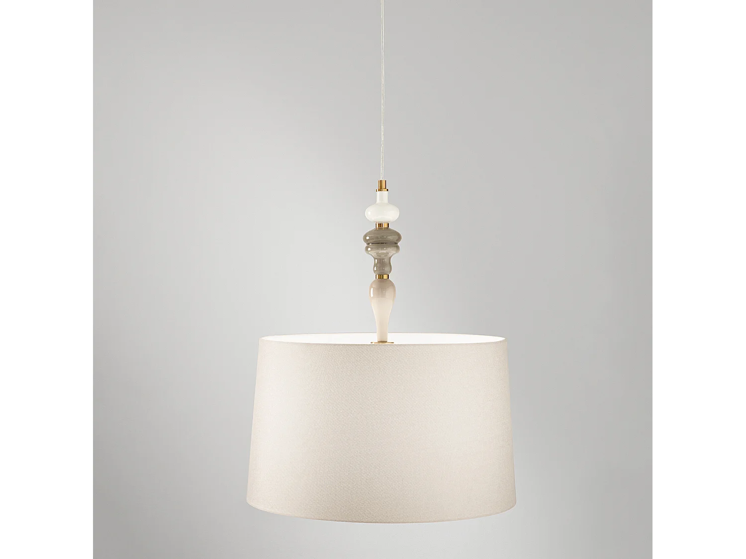 Sospensione Contemporanea Abaco Metallo Ottone Spazzolato Tessuto 1 Luce E27