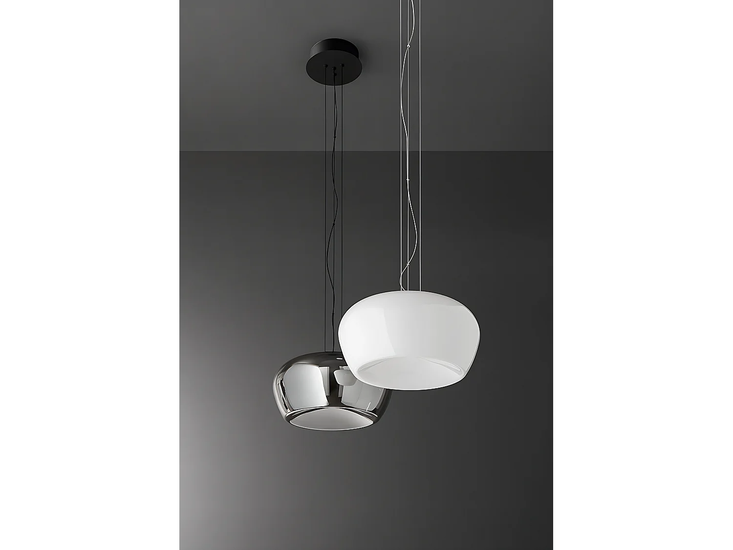 Lustre Suspensão LED 20W em Vidro Branco Brilhante e Estrutura Branco Mate D.38cm - Design Moderno e Elegante para Interiores - Marca Perenz