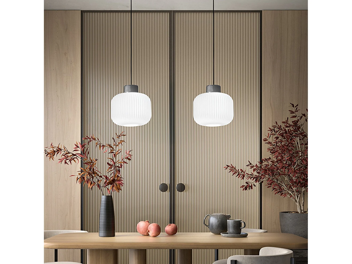 Suspensão em Cerâmica e Vidro Soprado, Design Plissado Branco, Casquilho E27, Altura Ajustável, Diâmetro 25 cm, Classe I, IP20 - Marca Perenz