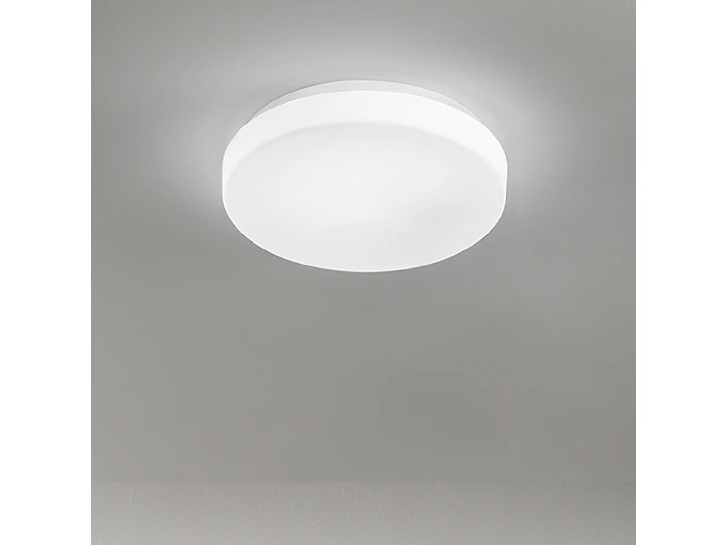 LED-plafondlamp van satijnwit geblazen glas, dimbaar, kleurtemperatuur 3000K-4000K, vermogen 24W, diameter 40 cm, hoog rendement - Perenz