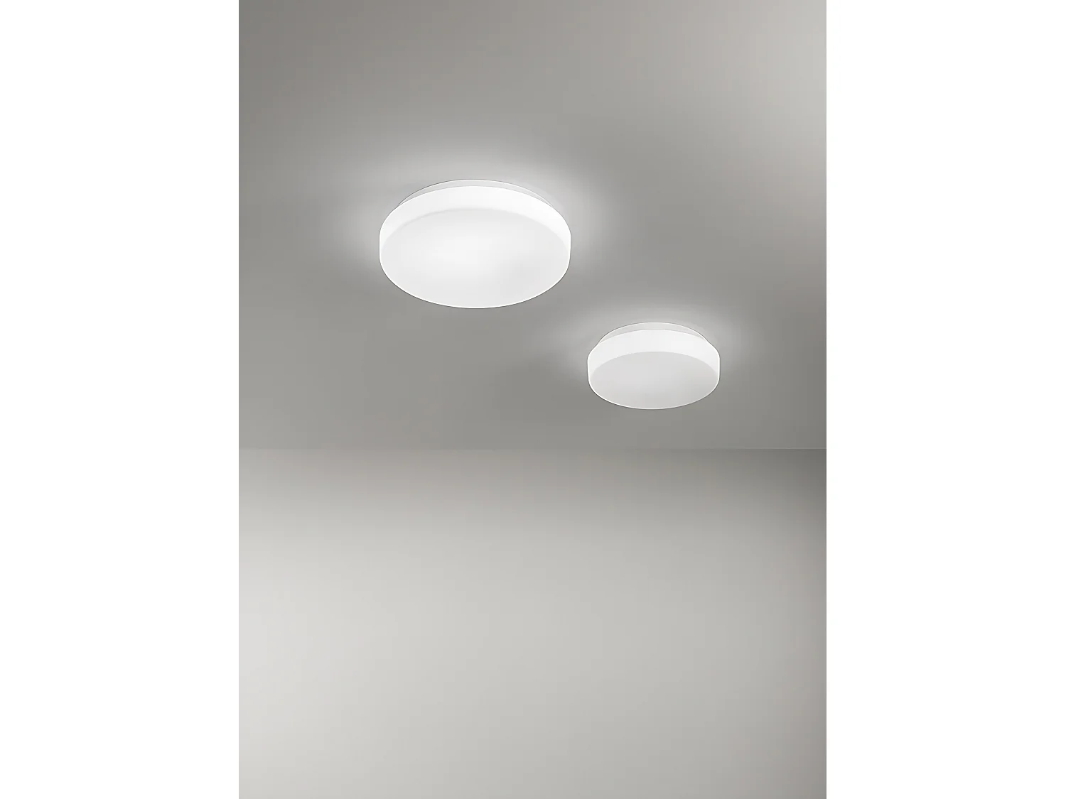 Plafonete LED de teto em vidro soprado branco acetinado, regulável CCT 3000K-4000K, potência 24W, diâmetro 40 cm, alta eficiência - Perenz ilu