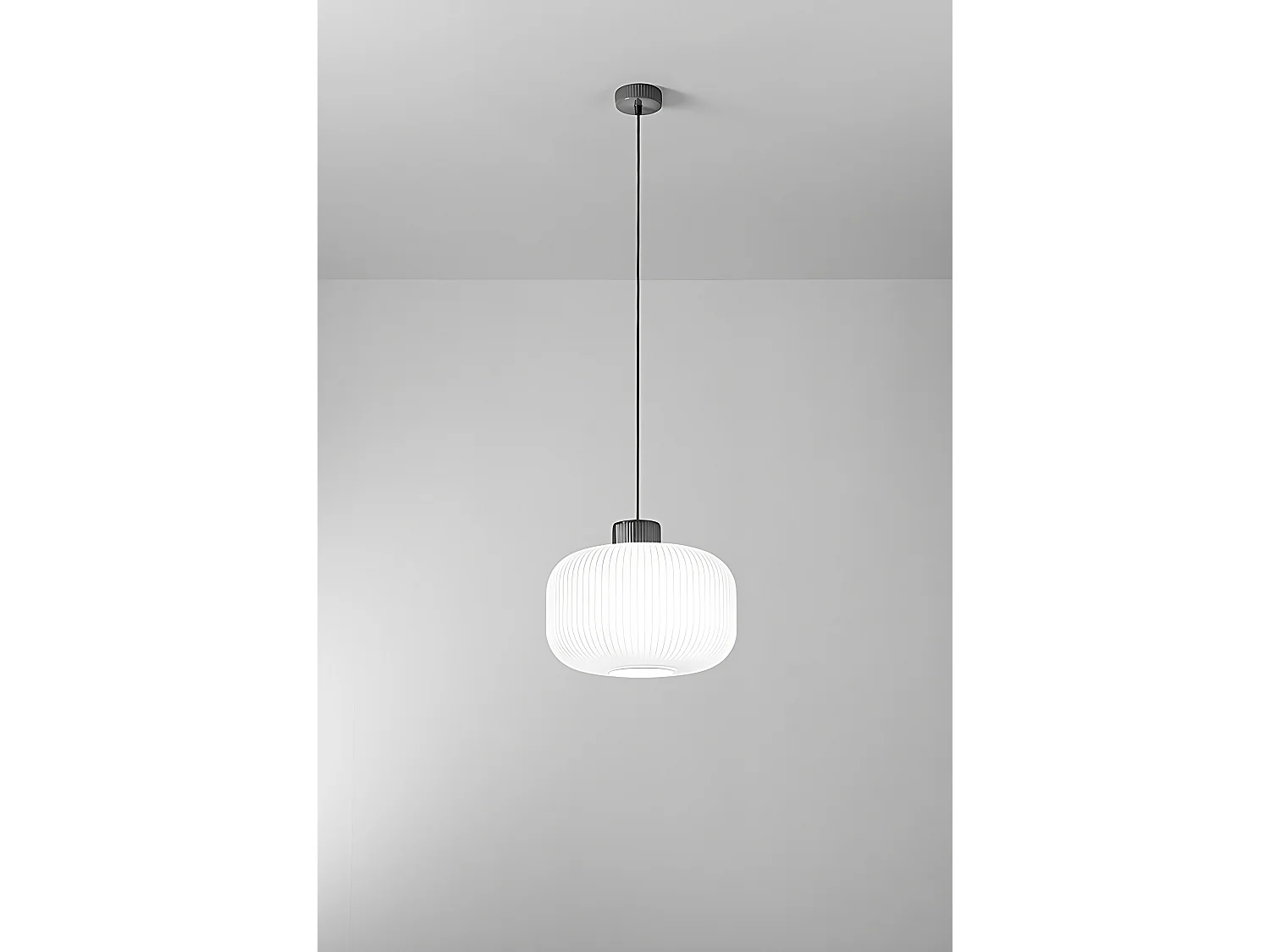Suspensão em Cerâmica e Vidro Soprado, Design Plissado Branco, Casquilho E27, Altura Ajustável, Diâmetro 35 cm, Classe I, IP20 - Marca Perenz