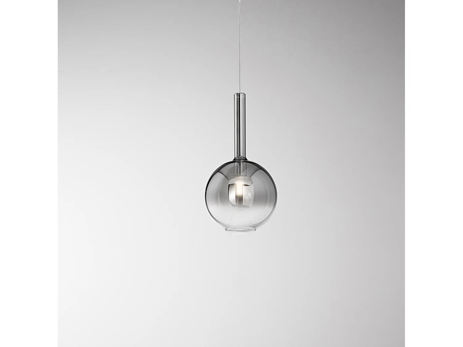 Pendelleuchte aus rauchfarbenem, verspiegeltem Borosilikatglas, 1x40 W E27, modernes Design, höhenverstellbares Kabel, Innenbeleuchtung - Perenz