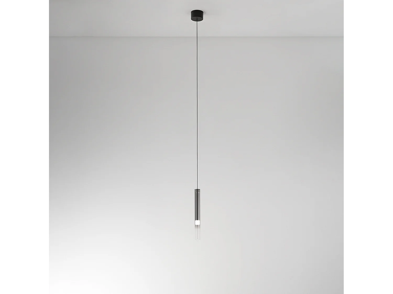 Pendelleuchte aus rauchfarbenem Spiegelglas und titangrauem Borosilikatglas, dimmbare 8-W-LED, modernes und elegantes Design - Perenz