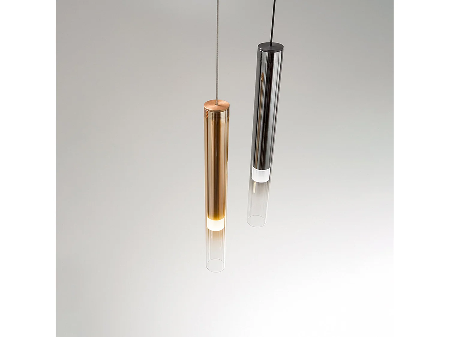 Pendant Lamp in Smoked Mirrored and Titanium Gray Borosilicate Glass, Dimmable 8W LED, Modern and Elegant Design - Perenz