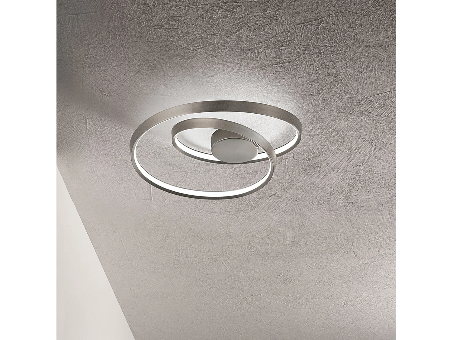 55W ronde LED-plafondlamp in geborsteld grijs metaal - Diameter 60 cm, dimbaar, modern design voor binnenverlichting - Perenz
