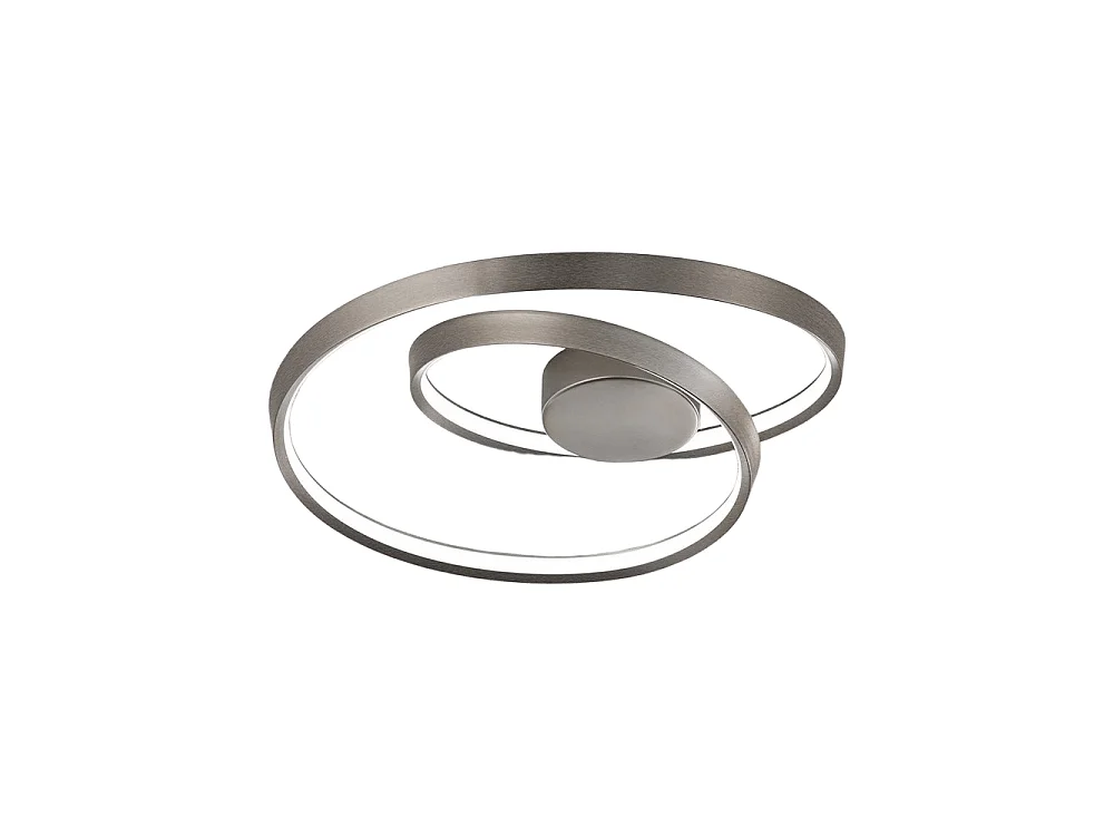 Rund LED loftlampe 55 W lavet af gråt børstet metal, Ø60 cm, dæmpbar CCT, moderne design - Perenz