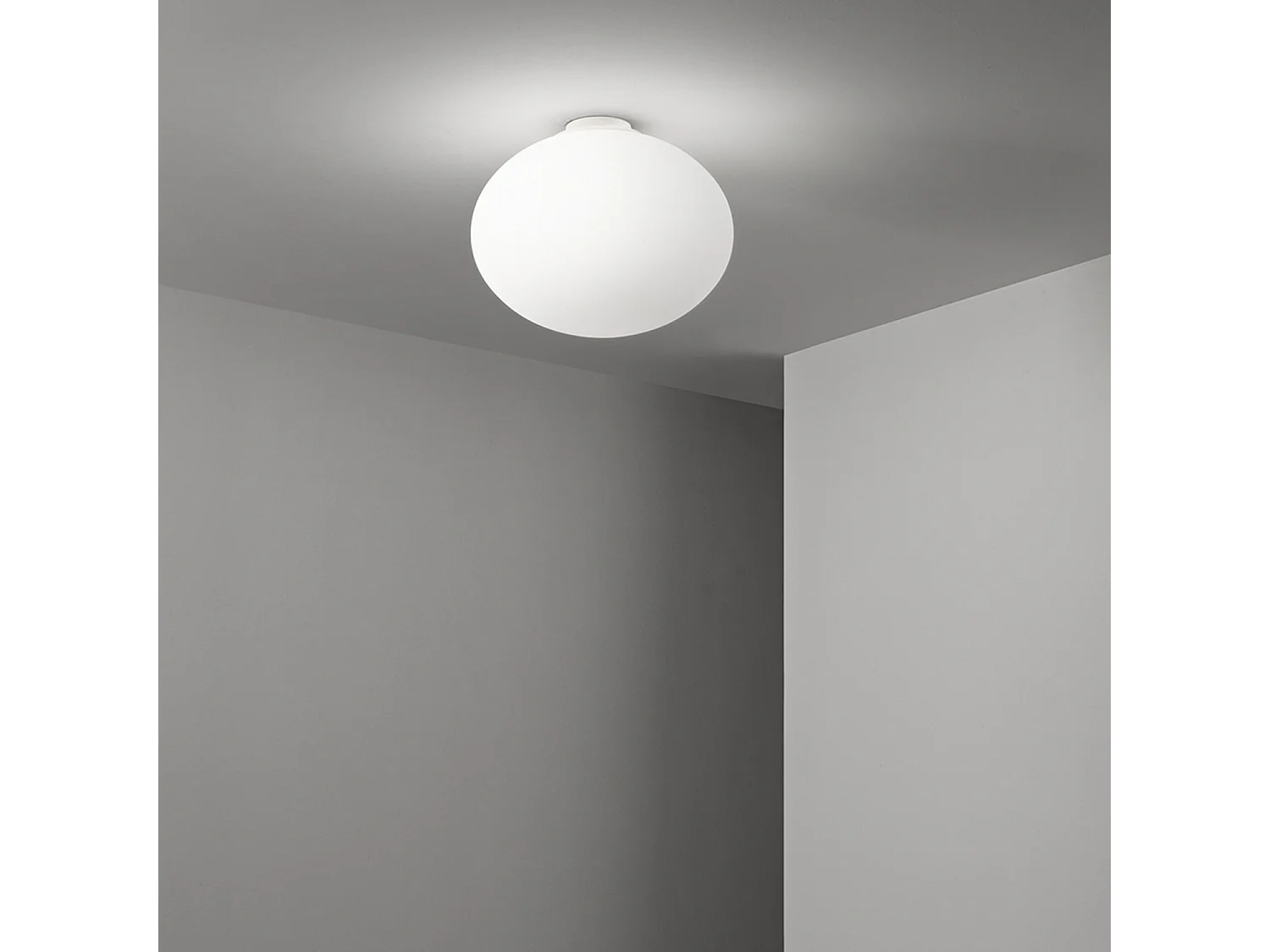 Plafondlamp 10S48542 B van satijnwit geblazen glas, gelakte metalen structuur, 2 x E27 fitting (max. 60W), diameter 40 cm - Perenz