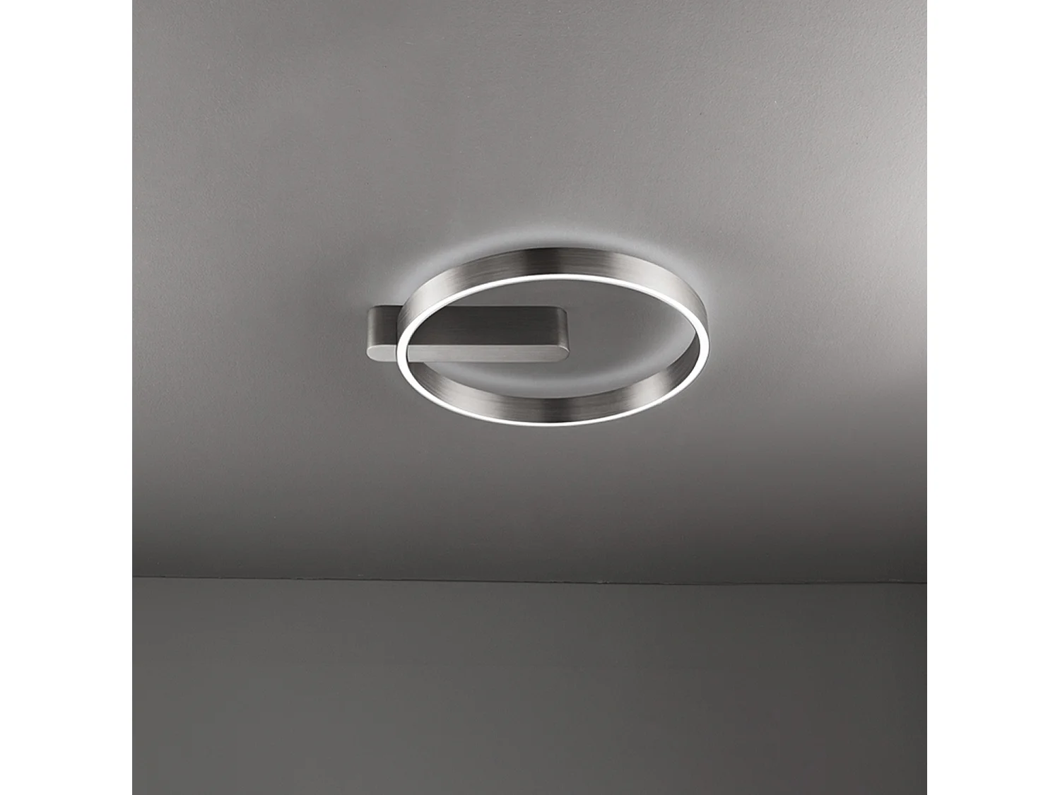 Runde LED-Deckenleuchte aus gebürstetem grauem Metall, 52 W, CCT 3000-6000 K, Ø57,5 cm, IP20 - Perenz