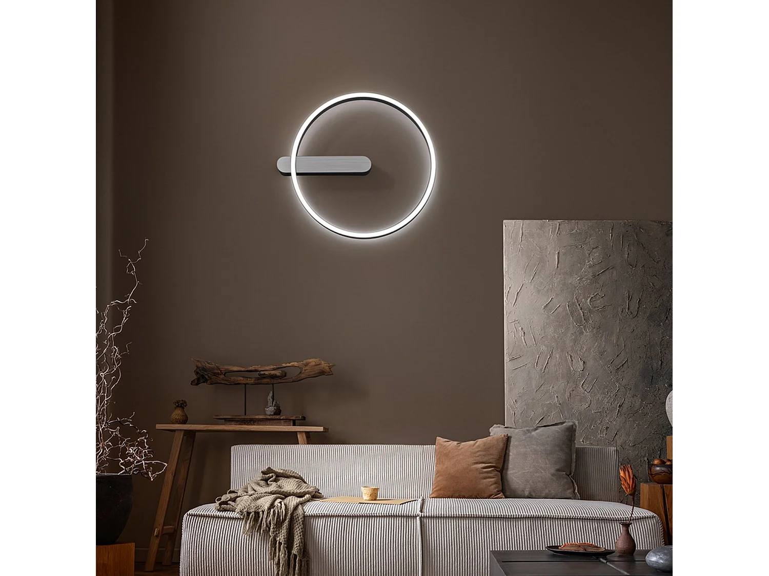 Circular LED Ceiling Light in Brushed Grey Metal 52W Selectable CCT 3000K-4000K-6000K Diameter 57.5 cm IP20 - Perenz