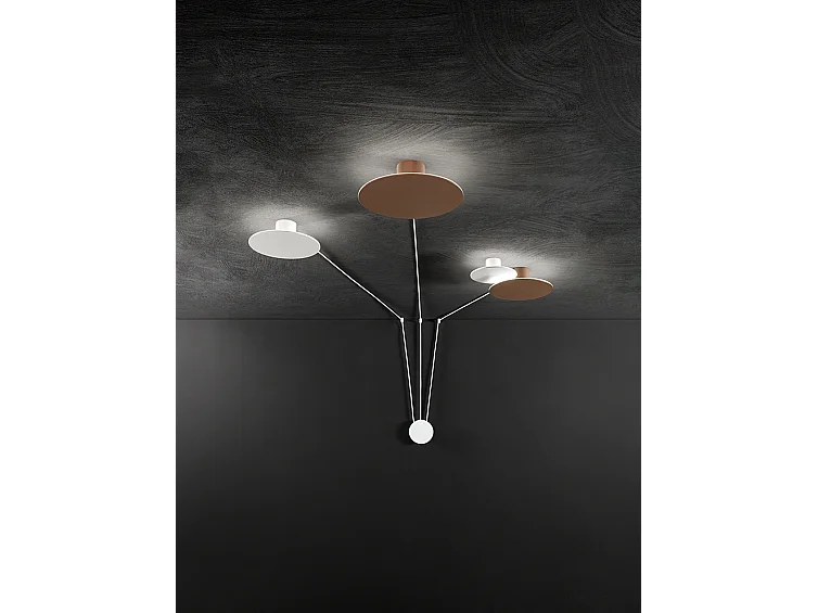 28W LED-plafondlamp, dimbaar, kleurtemperatuur 3000K-6000K, gepoedercoat metalen en aluminium frame, metallic bruine kleur - Perenz
